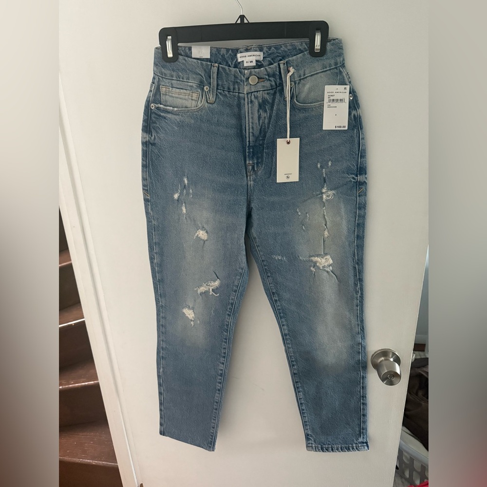 Good American Good Classic Distressed Blue Jeans Size 0/25